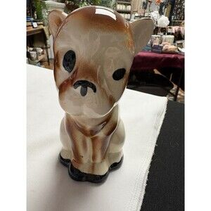 Vintage 5.5" Kitsch Ceramic Dog Figurine, Big Eyed, from the 1940s 1950s Puppy